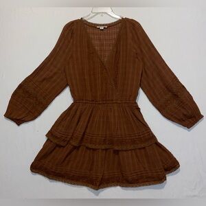American Eagle Outfitters Brown Tiered Mini Dress
